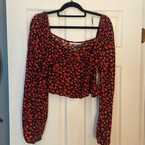 Floral long sleeve crop top